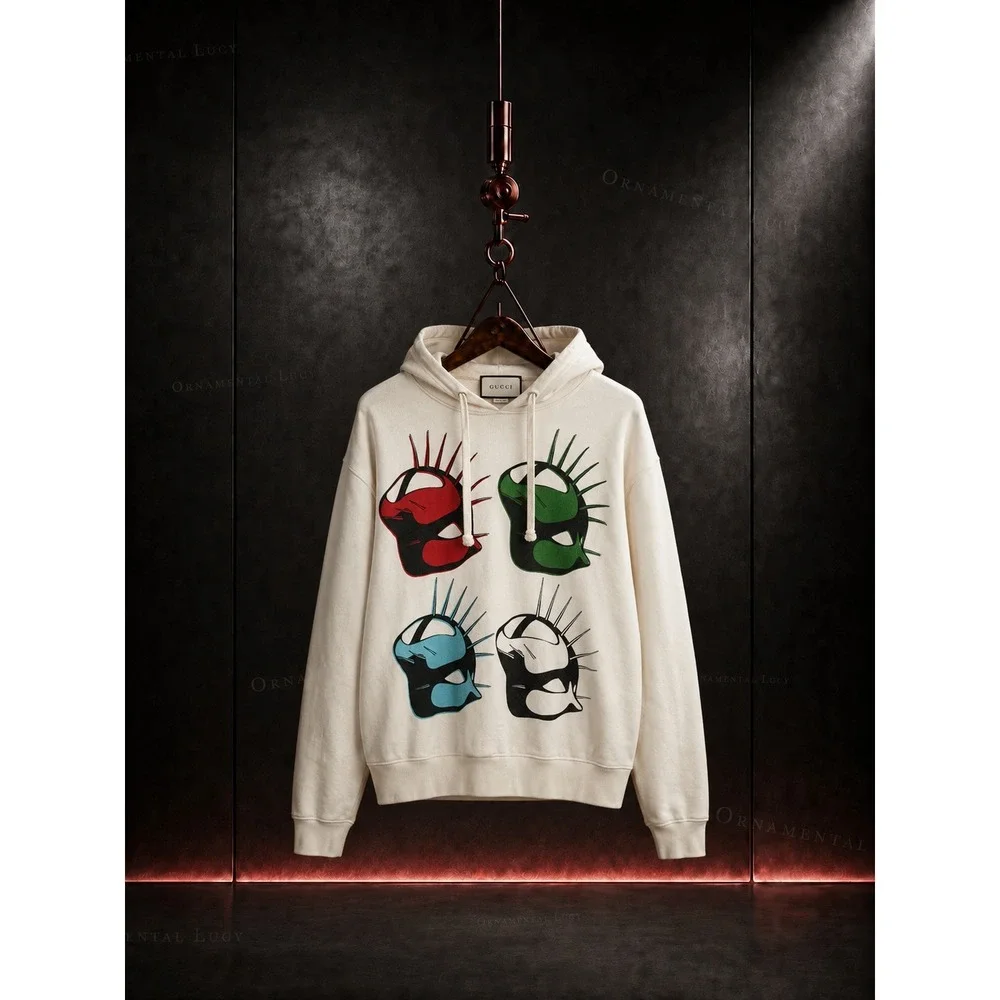 Gucci Manifesto Punk Mask Hoodie XS Men Women Unisex Cotton Oversized Italy 2019